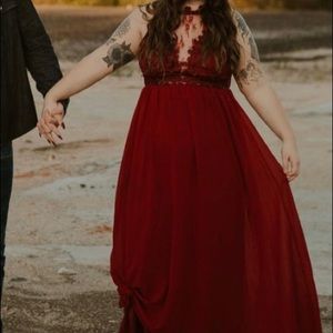 Flattering Red Maxi Dress